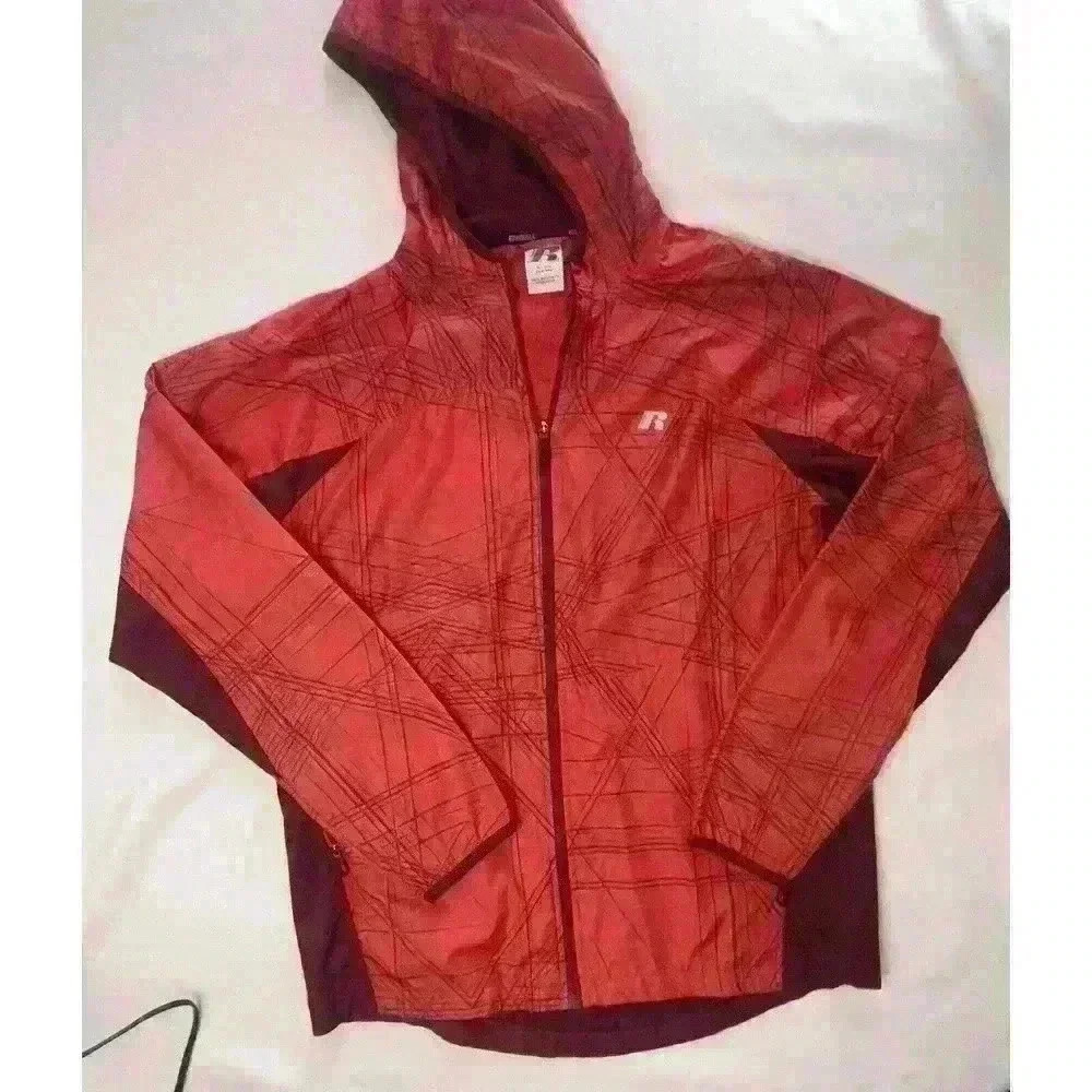 Russell Mens Track jacket Full Zip Windbreaker Sports coat‎ Red Athletic Small​ - Picture 2 of 16